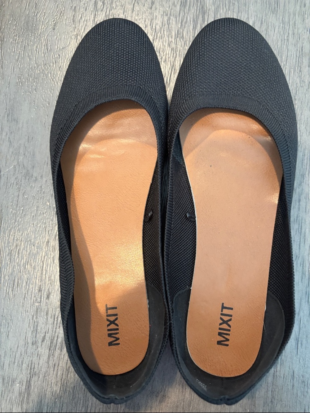 MIXIT Black Knit Slip-On Ballet Flats